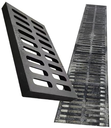 VLKLPZAHAK Canale Drenaggio per Impieghi Gravosi da 60cm Griglia di Scarico in Ghisa Ghisa, Griglia di Drenaggio Copertura Rettangolare per Pozzetto Carrabile(50x20x2cm-20x8x0.8in)