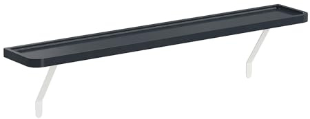 Loch & Skye Loby Curved Radiator Shelf with Foil Insulation - MDF Wooden Floating Radiator Shelf No Drilling with Brackets - No-Drill Over Radiator Shelves for Heat Circulation (Black, 140cm)