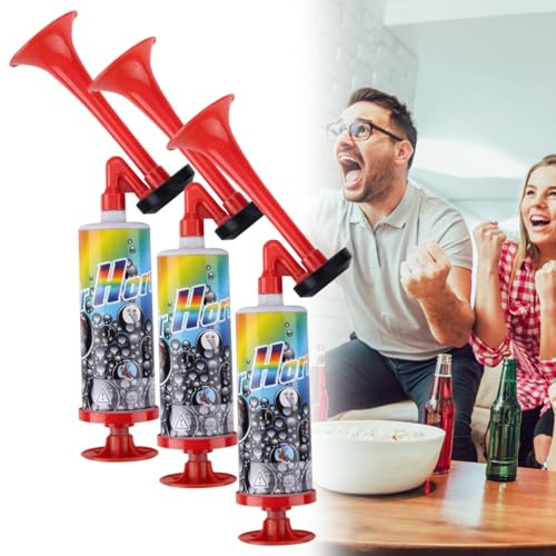 RQcMid Tröte Air Horn Signalhorn, 3 Stück Lufthorn für Sportevents und Outdoor Aktivitäten, Druckluft Fanfare mit robustem Kunststoff Design, Ideal als Sicherheitsalarm und Mannschaftsanfeuerung