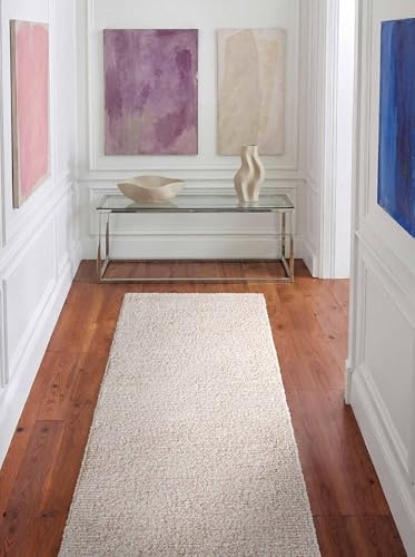 Ted Baker Kurzflor Teppich Portobello - Soft Bouclé Läufer, Handgewebt & Weich, Woll-Look, Schlingen Schlingen Teppichläufer Flauschig für Wohnzimmer, Schlafzimmer, Esszimmer, Flur – Creme, 80x200 cm