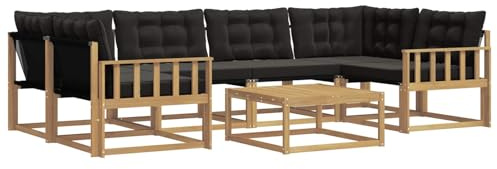 vidaXL Outdoor-Sofagarnitur 7 pcs Weiß und Schwarz 79 x 79 x 37 cm, Garten, modernes Outdoor-Sofa, gemütliches Möbel, langlebige Lounge, perfekte Terrasse-Sitzgruppe