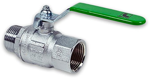 Messing Trinkwasserkugelhahn mit grünem Hebel 1/2 IG-1/2 AG DVGW-zertifiziert