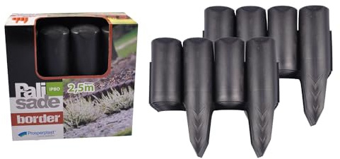 Prosperplast Beetumrandung anthrazit Palisade 5m Beeteinfassung Rasenkante Baumumrandung Zaun