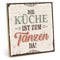TypeStoff Holzschild mit Spruch – DIE KÜCHE IST ZUM TANZEN DA – im Vintage-Look mit Zitat als Geschenk und Dekoration zum Thema leben, genießen und kochen - HS-00299