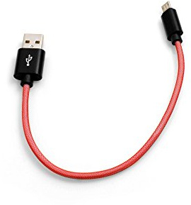 System-S Micro USB Kabel zu USB A 2.0 Geflochtene Nylon Ummantelung Rot 25 cm