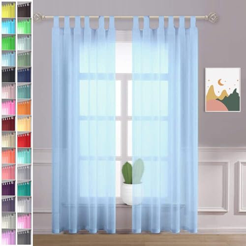 Megachest sheer Voile Tab Top Curtain(baby blue, 56 wideX90 drop(W142cmXH228.5cm))