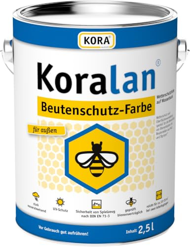 Koralan KORA Beutenschutz-Farbe für Bienenbeuten & Bienenkästen aus Holz & Styropor - wetterfeste Beutenfarbe, bienenverträglich, deckend, wasserbasiert & UV-beständig (Blau, 2,5 Liter)