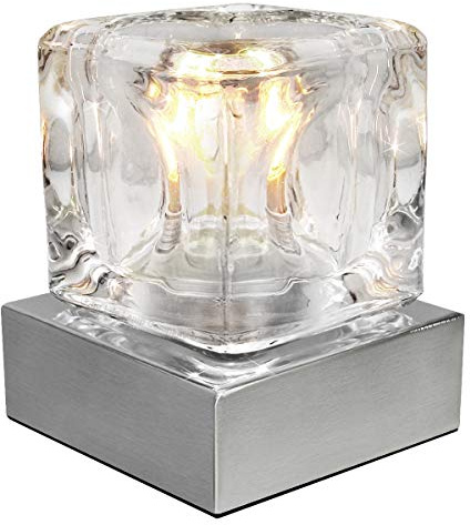 Ambient Glass Ice Cube Touch Dimmable Table Lamp Chrome Brush Satin Base with G9 Bulb M0112