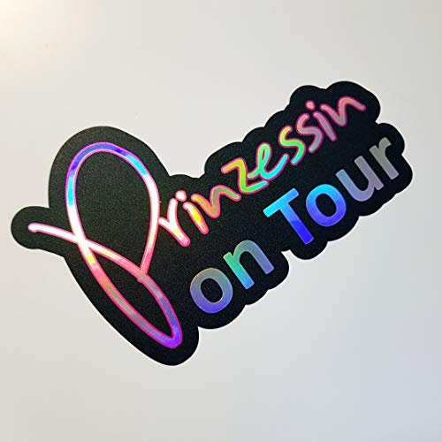 folien-zentrum - Prinzessin on Tour Oilslick schwarz 12 x 7,5 cm - hochwertiger Aufkleber Auto Tuning - OEM & JDM Auto Sticker - Lustige Aufkleber für Auto - Autoaufkleber - Made in Germany