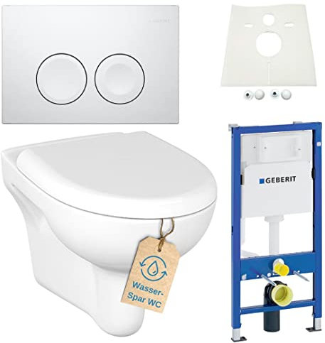Geberit Duofix Vorwandelement mit Bernado WC spülrandlos mit Beschichtung, Komplett-Set Delta21 weiß