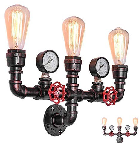 Water Pipe Wandleuchter Wasserleitung Vintage Retro Wandlampe Nostalgische Wandleuchte Industrie Wind Kreative E27 Rustikal Wandbeleuchtung Restaurant Bar Cafe Wand Lampe Korridor Küche Schlafzimmer
