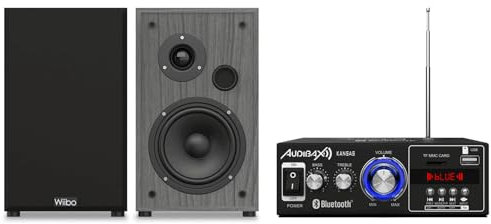 Audibax Equipo HiFi Bluetooth Kansas 40+40W + Altavoces Estantería Wiibo String 15 100W