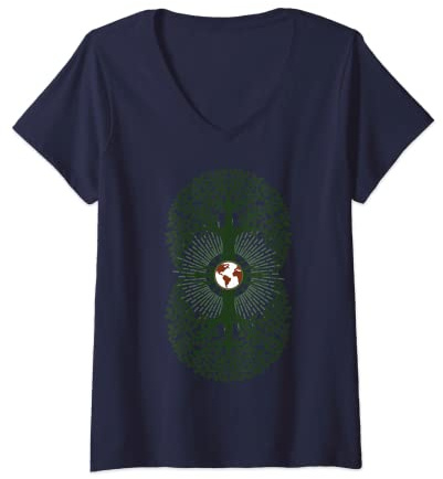 Damen Lebensbaum Spirituell Esoterik Yoga T-Shirt mit V-Ausschnitt