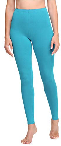 Ladeheid Leggings Damen aus Baumwolle Bequeme und Lange Leggins für Frauen für Frühling Sommer Herbst Winter Saison LA40-133 (Dunkeltürkis, XL)