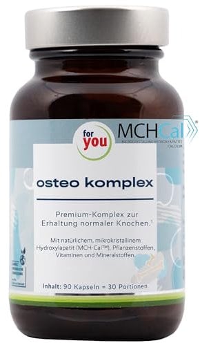 for you osteo komplex - Premiumkomplex zum Erhalt normaler Knochen & Knochendichte - Mit natürlichem Calcium & Phosphor aus Hydroxyapatit von MCH-Cal™, Pflanzenextrakten, Vitaminen, Mineralien