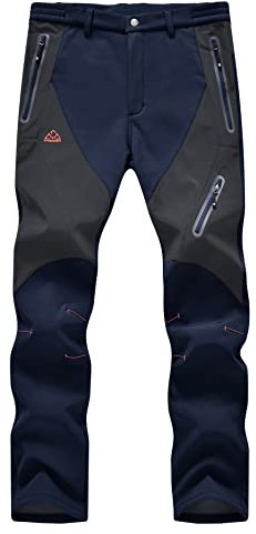 YSENTO Damen Wanderhose Wasserdicht Regenhosen Outdoor Warm Softshellhose Gefüttert Trekkinghose Funktionshose(Marine,M)