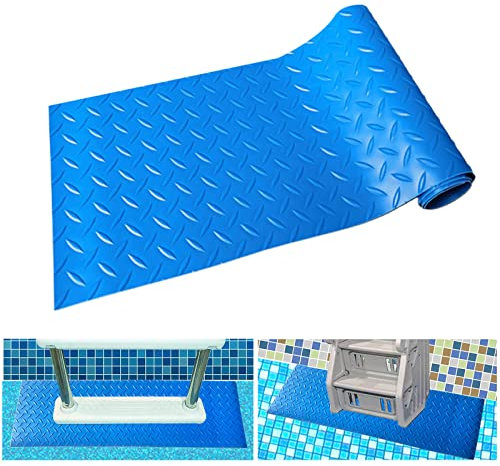 SFTYUFS Swimming Pool Ladder Pad Non-Slip Pool Step Mat Protective Pool Ladder Mat Step Pad for Above Ground Swimming Pool Ladder Pad Vinyl Pool Liner, Blue