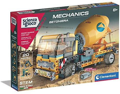 Clementoni - 19296 - Scienza E Gioco Build - Camion Betoniera - Set Costruzioni Bambini, Laboratorio Meccanica, Gioco Scientifico 8 Anni (Versione In Italiano) - Made In Italy