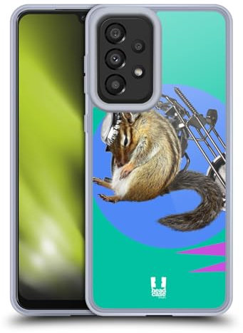 Head Case Designs Streifenhörnchen Biker Komische Tiere Gel Handyhülle Hülle [Militärischer Schutzgrad] Kompatibel mit Galaxy A33 5G (2022)