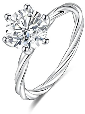 Musihy Verlobungsring Unendlichkeitszeichen, Zirkonia Ring Großer Stein Weiß Ring Weißgold mit Rundem Zirkonia Damenring 49