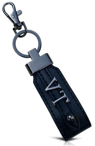 Dolphin® Schlüsselanhänger personalisiert - Hochwertiger Schlüsselanhänger - Leder Imitat Schlüssel Anhänger mit Wunsch-Initialen für Sie & Ihn
