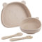 Qshare Coffret Repas Bebe,vaisselle bébé 4 pièces,set repas bébé,bol ventouse pour bébé,couvert bebe,Sans BPA, Passe au Lave Vaisselle Micro Onde