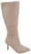 Malu Shoes Stivali alti donna al ginocchio in ecopelle scamosciata beige punta tacco spillo 10cm zip lunga morbido moda linea Basic (36 EU)