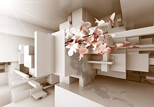 wandmotiv24 Fototapete Orchidee Rot Struktur, 200 x 140cm - selbstklebende Strukturtapete, Wanddeko, Wandbild, Wandtapete, Blumen, Raum, 3D M1802