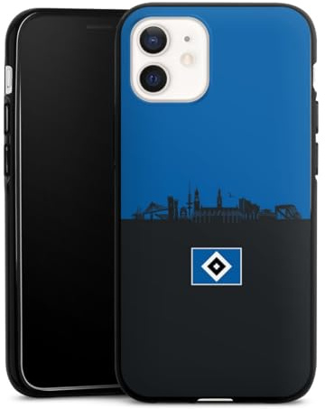 Silikon Hülle kompatibel mit Apple iPhone 12 Case schwarz Handyhülle HSV Hamburg Skyline