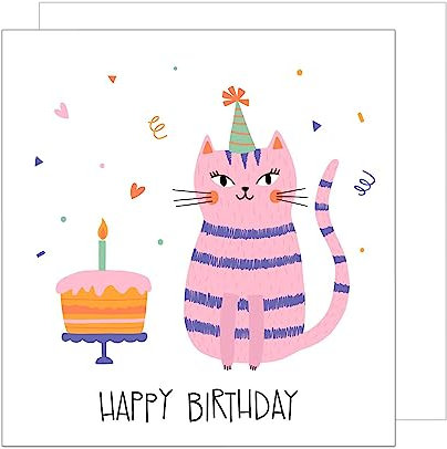 Edition Seidel Premium quadratische Geburtstagskarte mit Umschlag. Glückwunschkarte Happy Birthday Karte Geburtstag Humor Lustig Mädchen Teenager Kids Katze (GQ114)