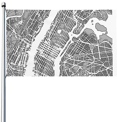 Evanem New York City Map bedruckte Flagge, 90 x 150 cm, dekorative Flagge, Standard-Flagge mit Messingösen für Hof, Garten