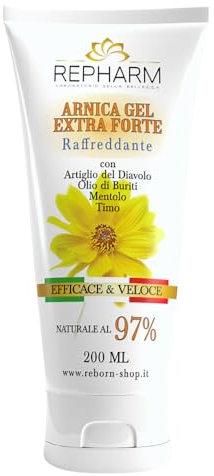 Repharm Arnica Forte gel 97%, Crema Arnica e Artiglio del Diavolo Forte Raffreddante 200ml, Per Fastidi Muscolari e Massaggio Sportivo, Arnica per Cavalli Uso Umano 100% Made in Italy