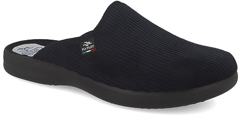 Fly Flot Herren Hausschuh Cord Pantoffel mit Leichter Piumatech Laufsohle 220092, Größe:45 EU, Farbe:Schwarz