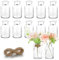 Lannvan Set di 12 Mini Vasi in Vetro - Tavola Decorazioni Matrimonio di Nozze, Vaso Vetro Trasparente, Vasi Piccoli Decorativi, Centrotavola Vetro, Decorazioni Fiori - lavabili in lavastoviglie