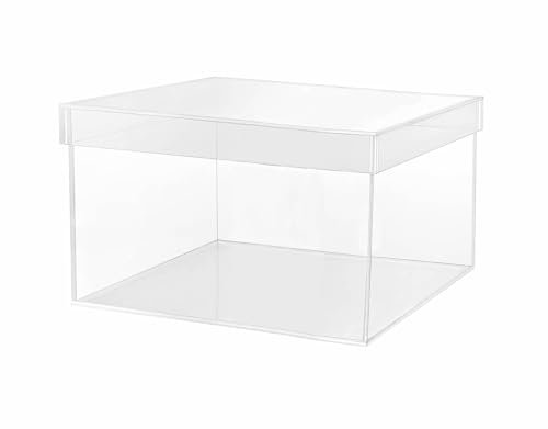 TUKA-i-AKUT Acrylbox 5-Seitig mit Deckel, 4mm Extra Stärke, 31 x 21 x 16 cm Acryl Schaukasten Transparente Schuhbox Geschenkbox Kiste für Museum Sammler Hochzeit Vitrine Deko Aufbewahrung TKD8255