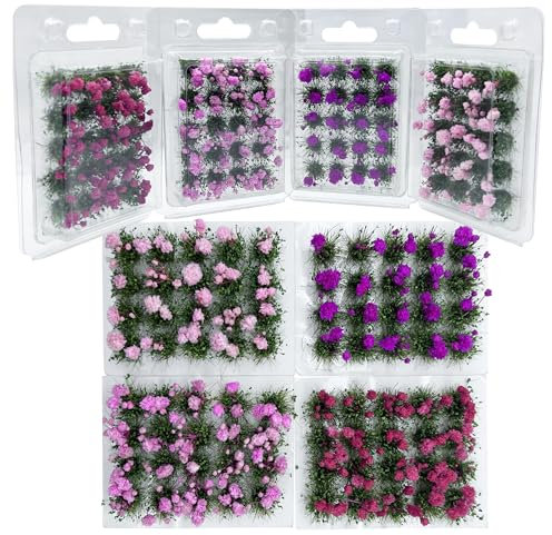 Woohome Blumen Grasbüschel Modellbau Tabletop Gelände Statische Grasbüschel Geländebau Miniatur Ornamente Eisenbahn Modellbahn Landschaftsbau Diorama Zubehör (4 Farben)