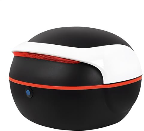 ABESTME Motorrad Topcase, Motorradkoffer Topcase, Topcase für Roller Motorrad Tour Tail Box Trunk Luggage Top Case für Helm Lagerung, abschließbare wasserdichte Träger Kunststoffkoffer - Weiß