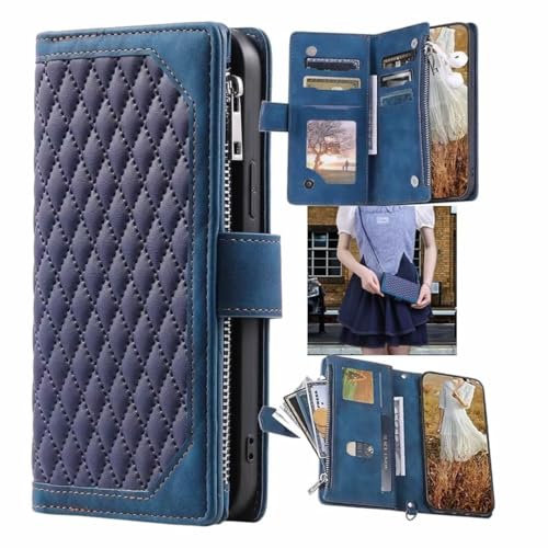 Rnrieyta Miagon for Xiaomi Redmi Note 13 Pro 4G Crossbody Zipper Case,Wallet Purse Handbag with Wristlet Shoulder Strap Card Slots Pocket PU Leather Magnetic Flip Kickstand Cover
