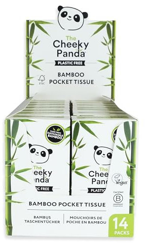 The Cheeky Panda Mouchoirs Paquet | 14 Paquets de 10 Mouchoirs en Bambou 3 Plis | Sans Plastique