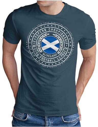 OM3® Schottland T-Shirt | Herren | Scotland Teamshirt Flagge Fussball EM Fanshirt | Denim, L