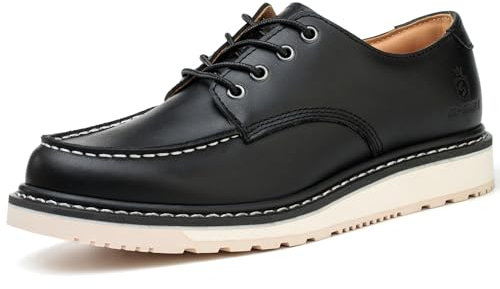 SL-Saint Fatto a Mano da Uomo Morbido Moc Toe Stivali alla Moda Classic Good-Year-Welted Scarpe in Pelle Bovina (Nero, Adulto, Uomo, 44, Numero, Sistema Taglie Calzature EU, Media)