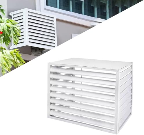 Gguwug 1.5P Cache climatiseur Couvercle aluminium De Clôture Persienne Climatisation Porte-climatiseur caisson anti bruit pompe a chaleur Couverture de Protection Antipoussière montage facile