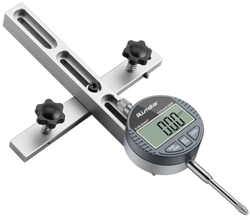 Table Saw Alignment Tool Digital Dial Indicator 0.01mm Calibration Gauge | Precision setup tool for blade, fence and arbor alignment, fits 19mm mitre slots with CNC aluminium construction