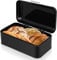 Voency Bread Box for Kitchen Countertop, Metal Bread Storage Container Bin, Retro Bread Holder Box with Lid, Storage Bin for Pastries Loaf, Black