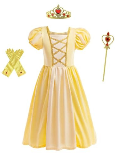 Lito Angels Prinzessin Belle die Schöne und das Biest Kleid Kostüm Verkleidung mit Zubehör für Kinder Mädchen Größe 5-6 Jahre 116 (Tag-Nummer 120)