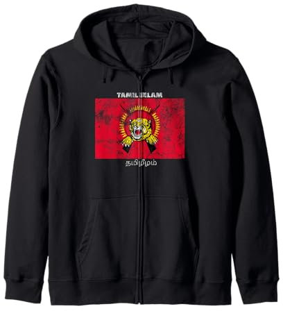 Vintage Tamil Eelam Flagge Kapuzenjacke