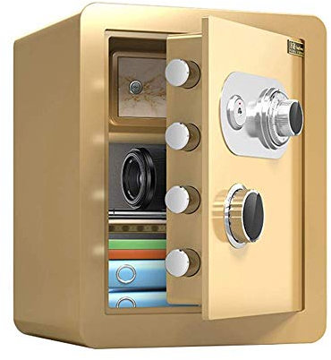 ISCBAFYX Tresor, feuerfest, wasserdicht, Tresor, Tresor, Sicherheitstresor, Schrank, Tresor, Zuhause, feuerfest, mechanisch, mit Schlüssel, robust, 4 (weiß) (Gold)
