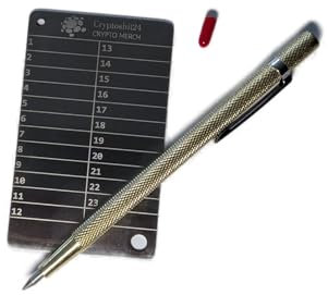 Generisch Crypto Seed Phrase Wallet | Wallet Recovery | Edelstahl - gelocht - Erweiterungsset inkl. Stift