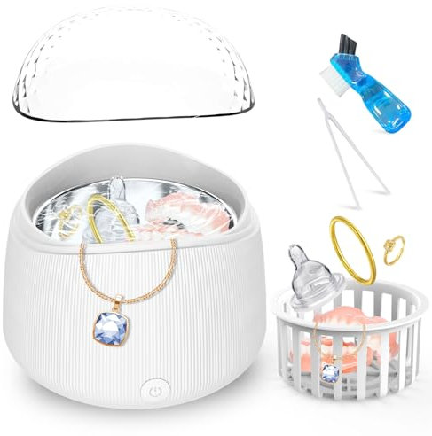 Mldnld Ultrasonic U-V Cleaner for Dentures - 42kHz Retainer Cleaner Machine, 200ML Ultrasonic Cleaner for Dental Care Tools, Jewelry, Retainer, Aligner, Mouthguard, Invisalign