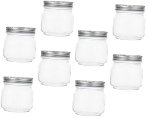 Ciieeo 8pcs Small Glass Jars Leakproof Lids Airtight Storage Containers for Honey Syrup Jam Empty Jars for Decorations